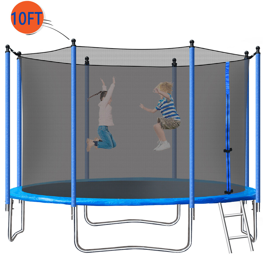 trampolina z siatką zapewnia bezpieczną zabawę dzieciom