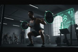 trener wyjaśniający plan periodyzacji grupie sportowców w jasnej siłowni